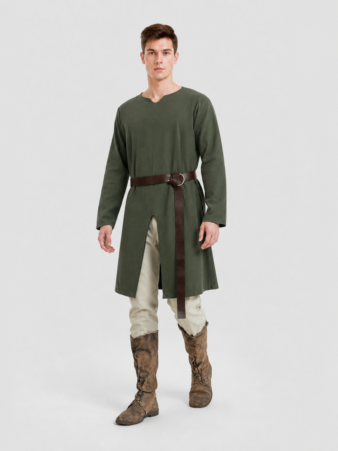 Green Medieval Robe, Long Sleeves, Loose Fit