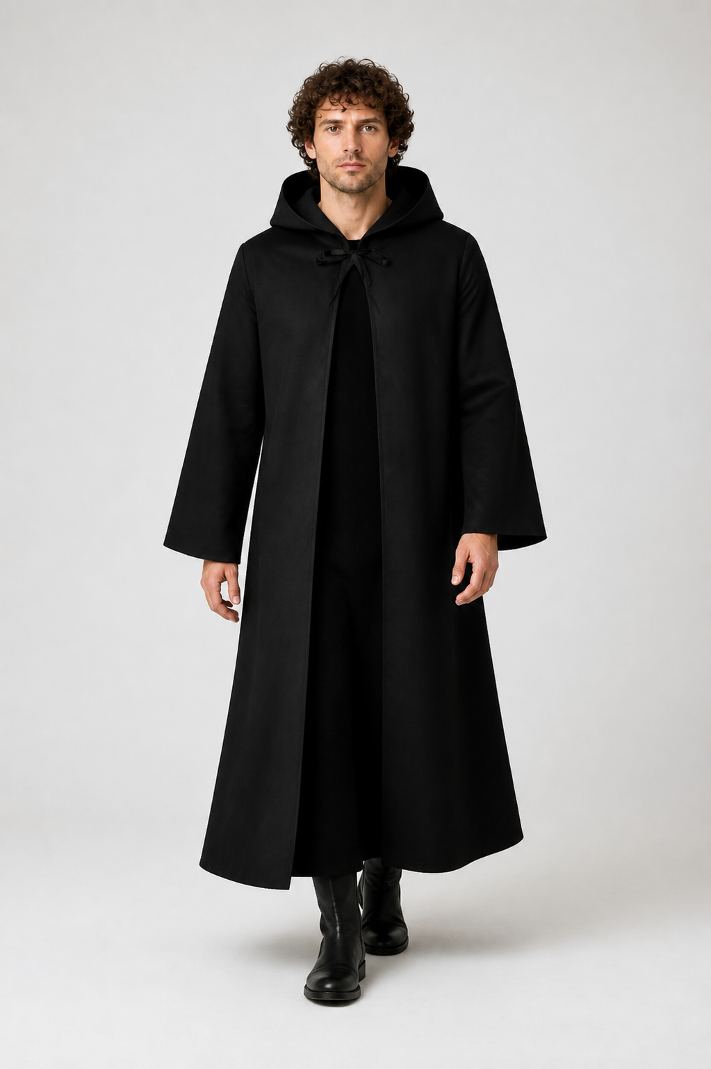 Long, Loose Black Robe with Hood product detail