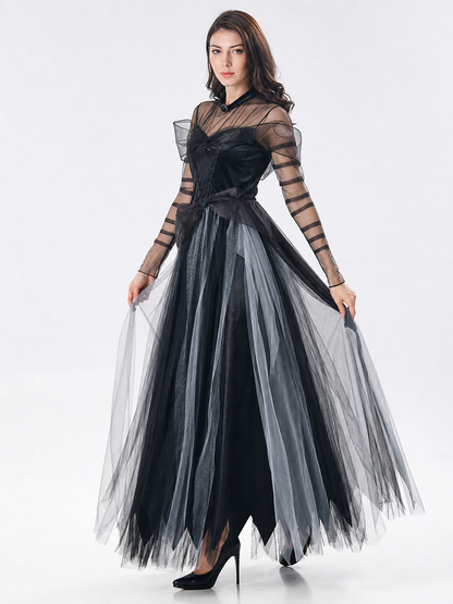 Gothic Witch Costume Dress with Full Skirt
