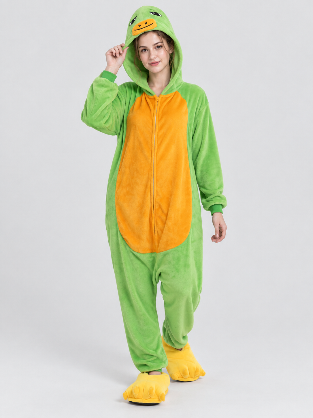 Flannel Hooded Zip-Up Pajama Jumpsuit