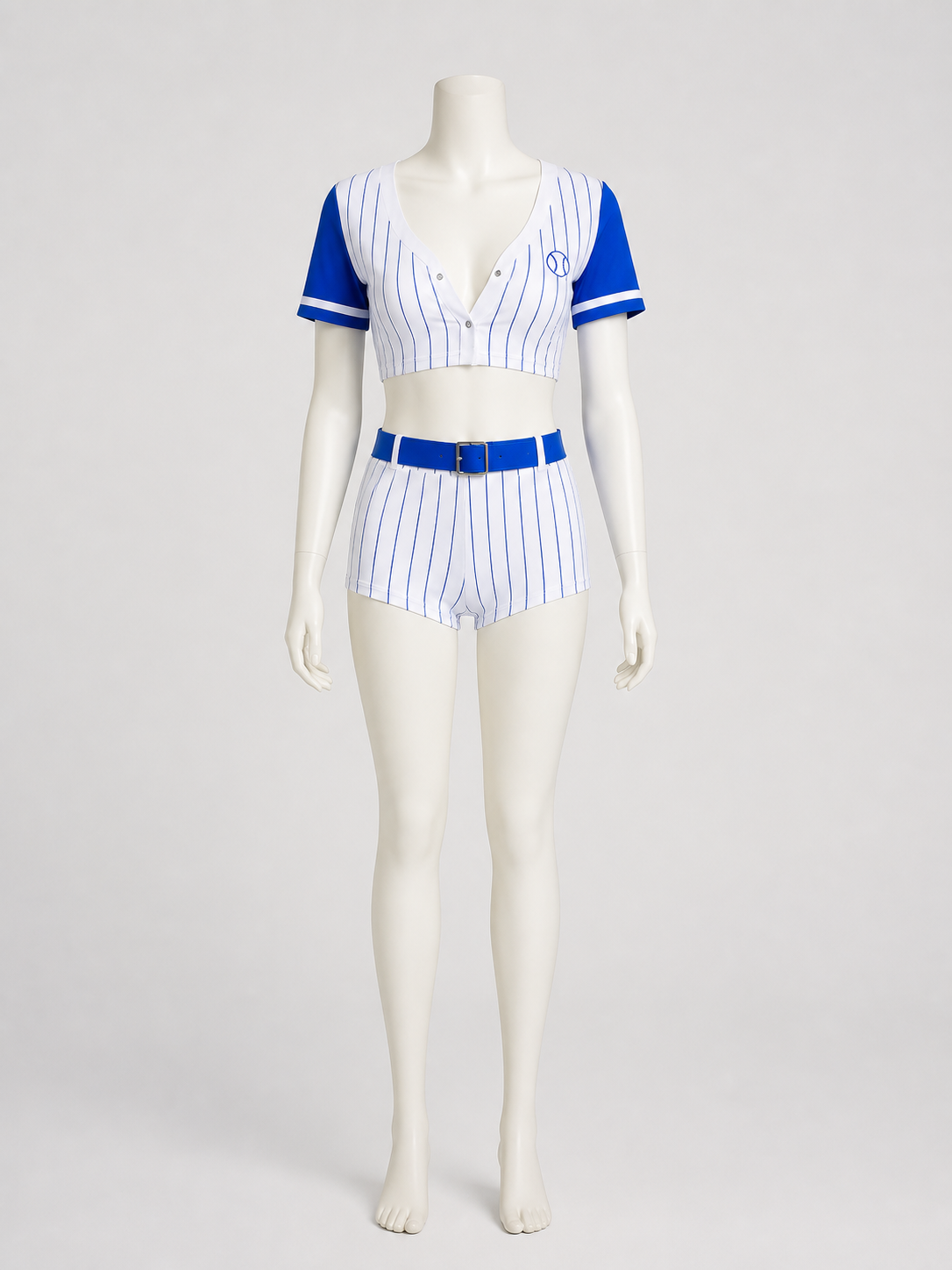 Blue Striped Cheerleader Costume with Skort, S-XL Costumes detail 2