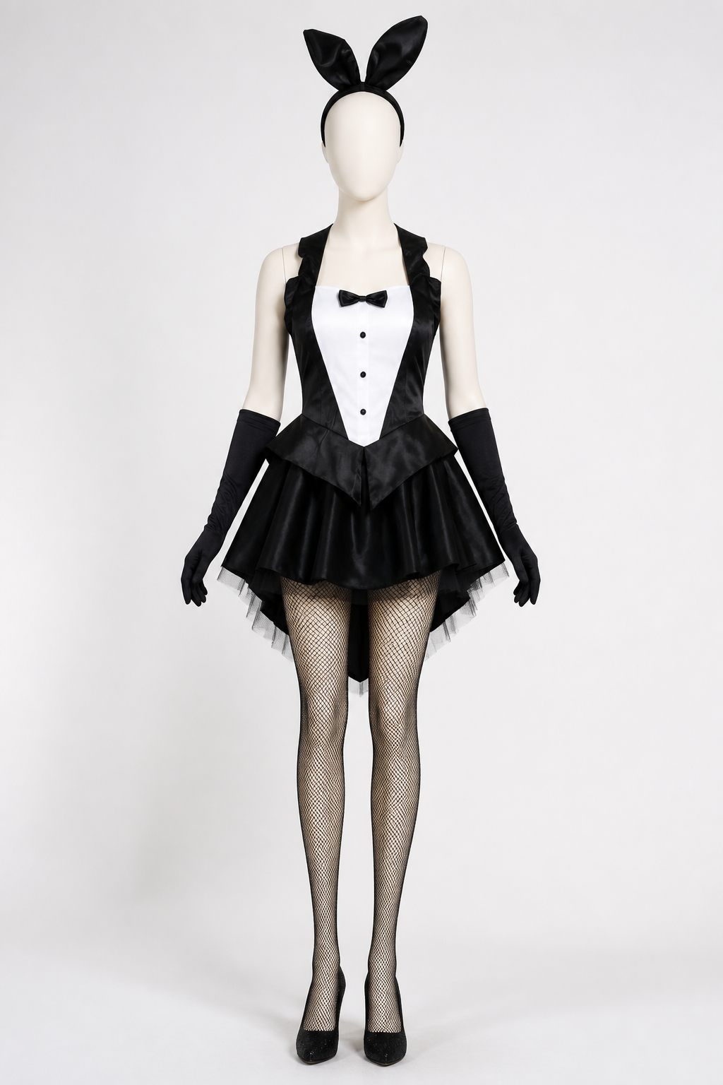 Black-and-White Rabbit Costume with a Full Skirt