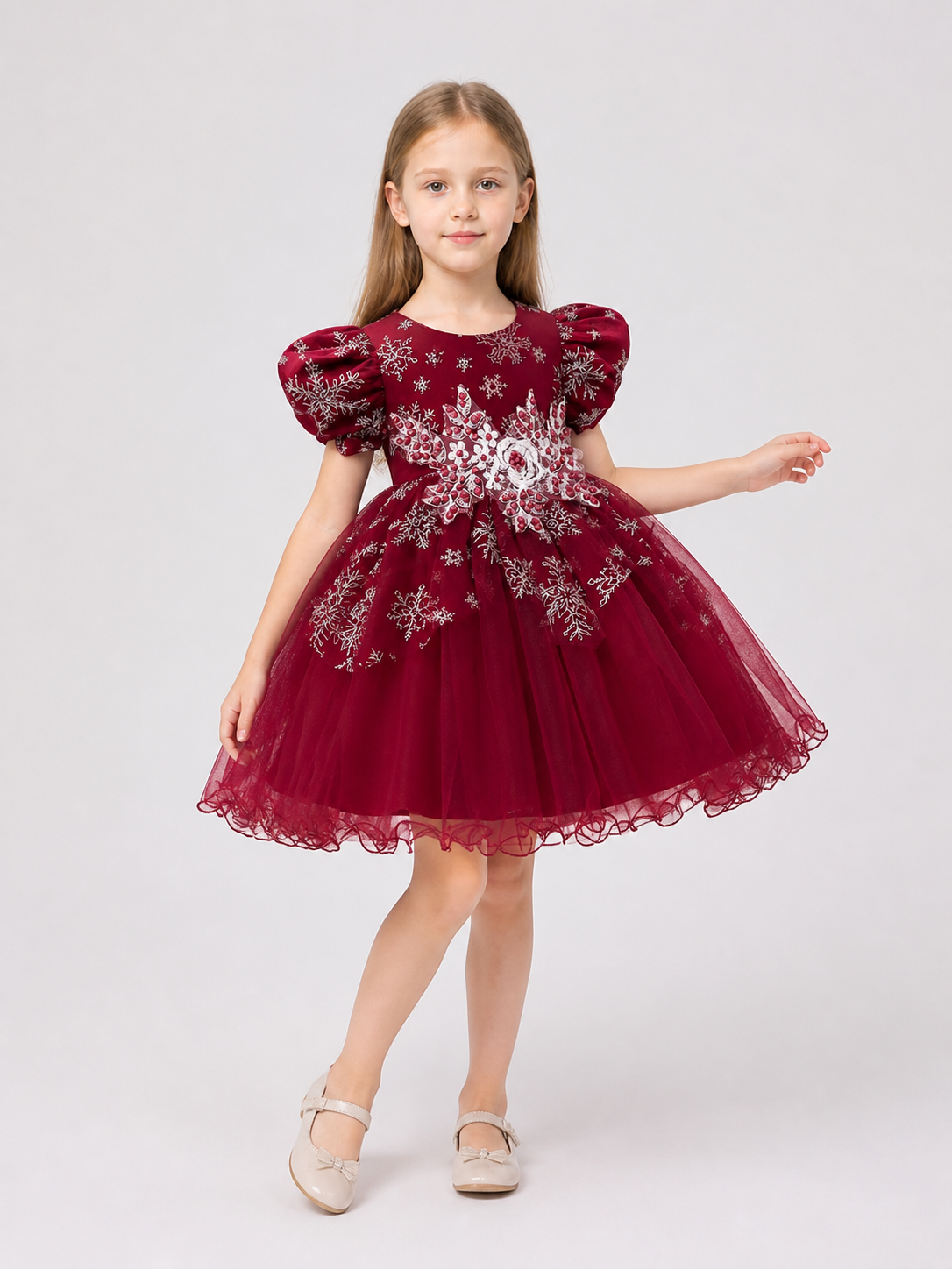 European-Style Tutu Dress with Puff Sleeves L2028XZ