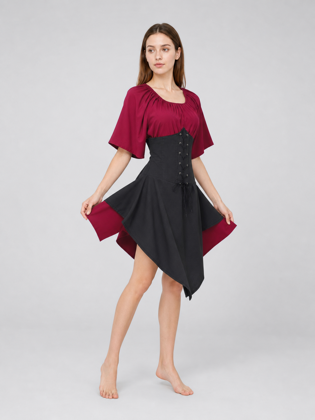 Gothic-Style Costume Dress with Corset Panel