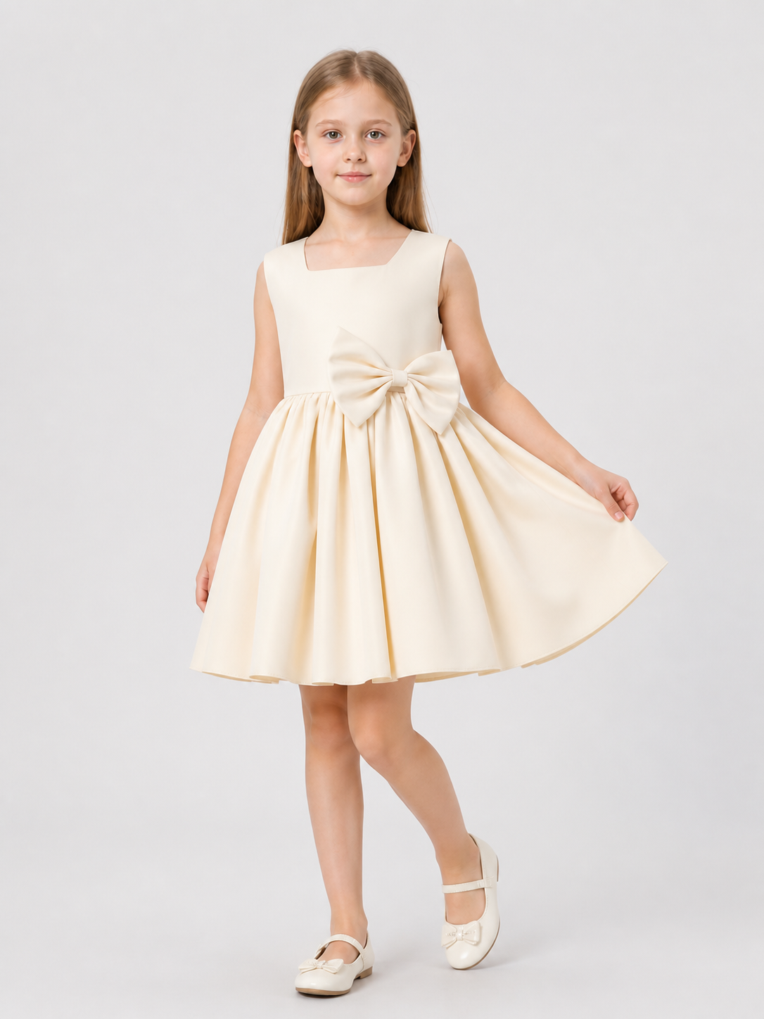 Girls' Formal Princess Dress with Bow and Full Skirt Costume Dresses detail 2