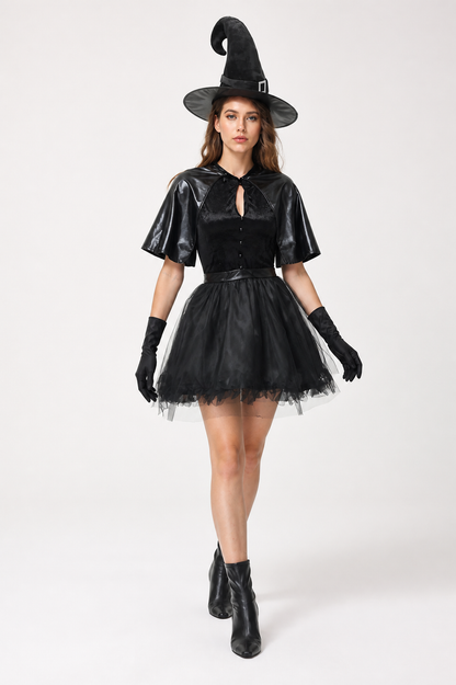 Black Full-Skirted Witch Dress Costume for Halloween Costume Dresses detail 2