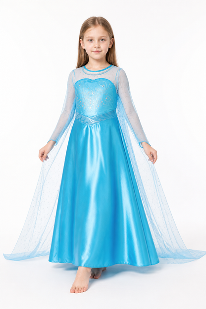 Blue Ball Gown with Butterfly and Train Costume Dresses detail 2