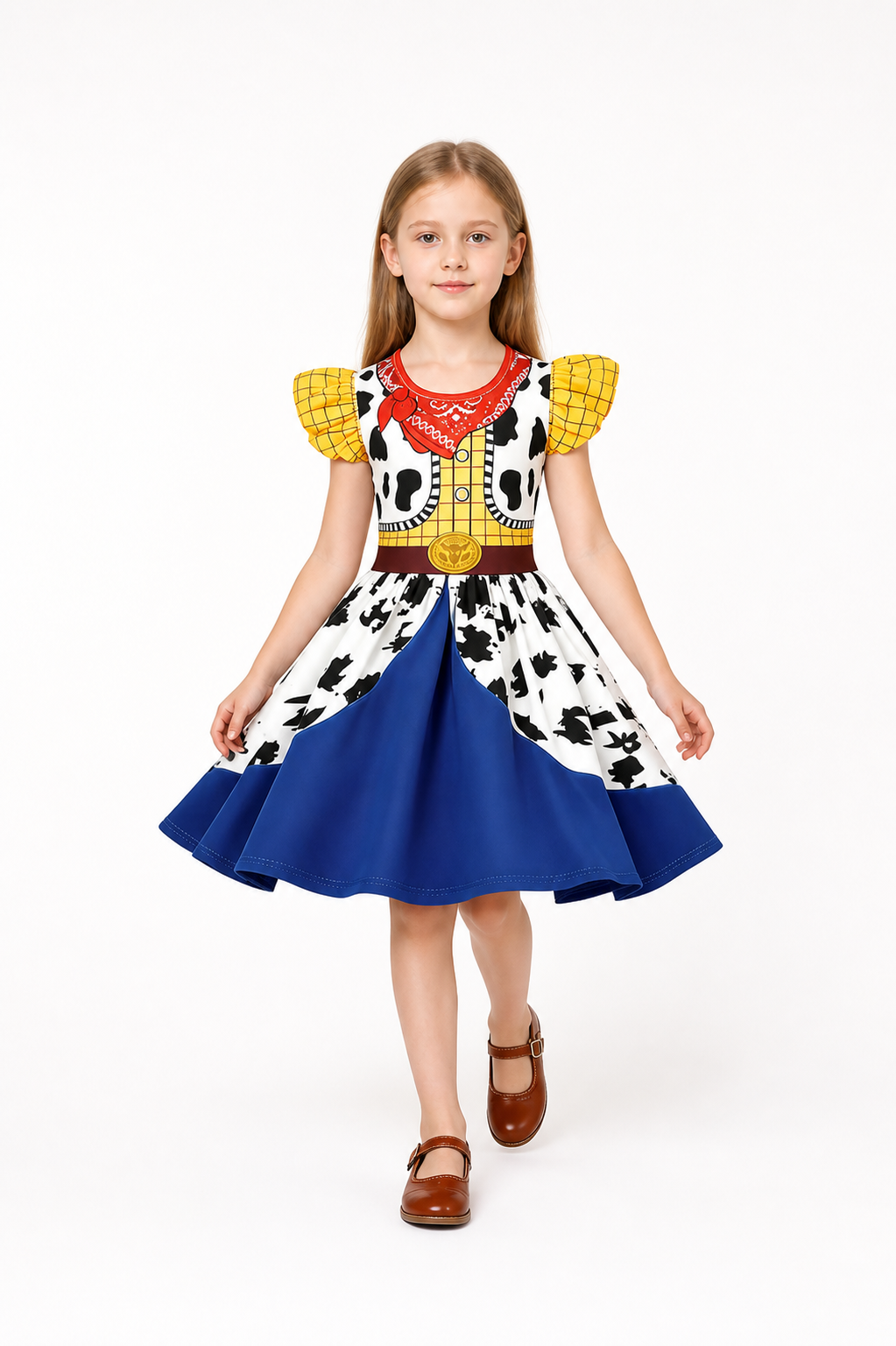 Woody children's dress with cow print and blue skirt Costume Dresses detail 2