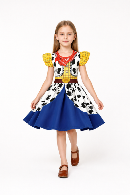 Woody children's dress with cow print and blue skirt Costume Dresses detail 2