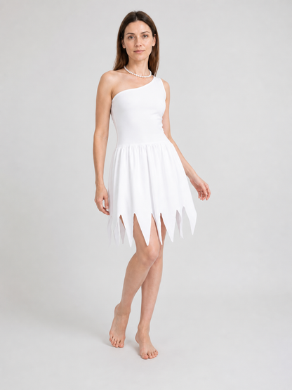Wilma Flintstone Cosplay Dress, White, with Necklace Costume Dresses detail 2