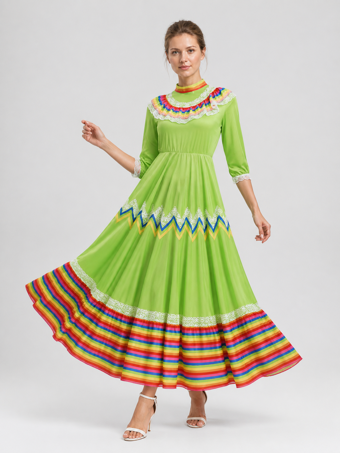 Ethnic Dress with a Full Skirt and Long Sleeves Costume Dresses detail 2
