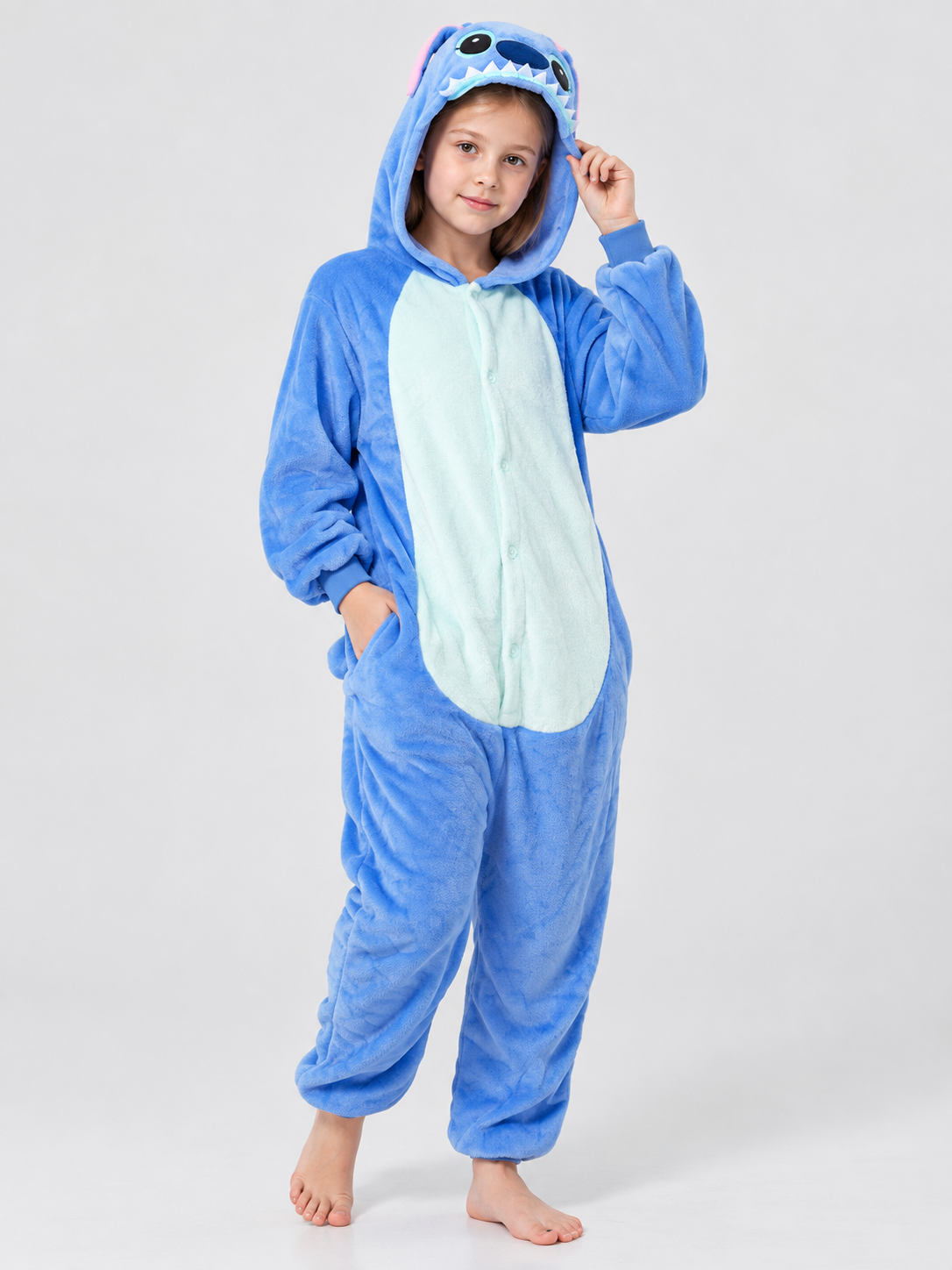Blue Kigurumi Pajama with Hood and Ears