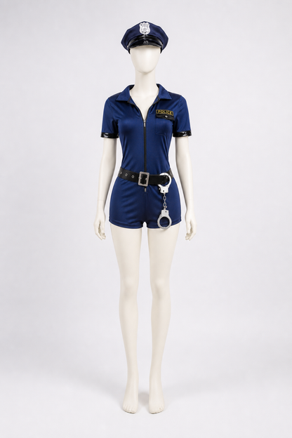 Police Costume with Jumpsuit and Cap Costume Headwear detail 2