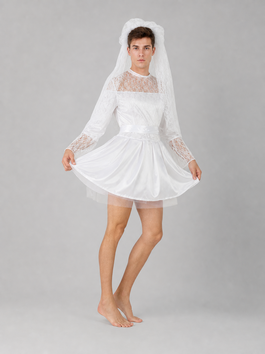 Wedding costume dress with veil for a celebration