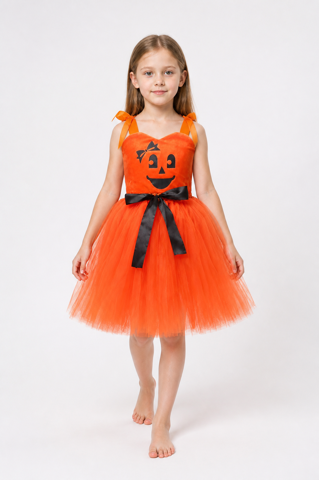 Halloween Pumpkin Costume Dress with Full Skirt