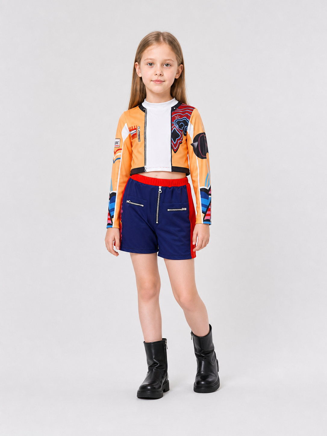 Children's Demon Hunters Cosplay Costume: Long-Sleeve Top and Shorts Costumes detail 2