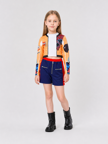 Children's Demon Hunters Cosplay Costume: Long-Sleeve Top and Shorts Costumes detail 2