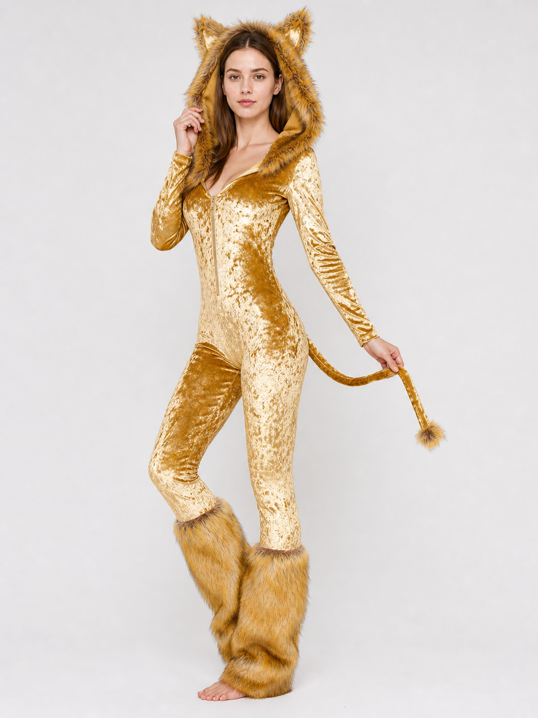 Lion cosplay costume with hood and tail