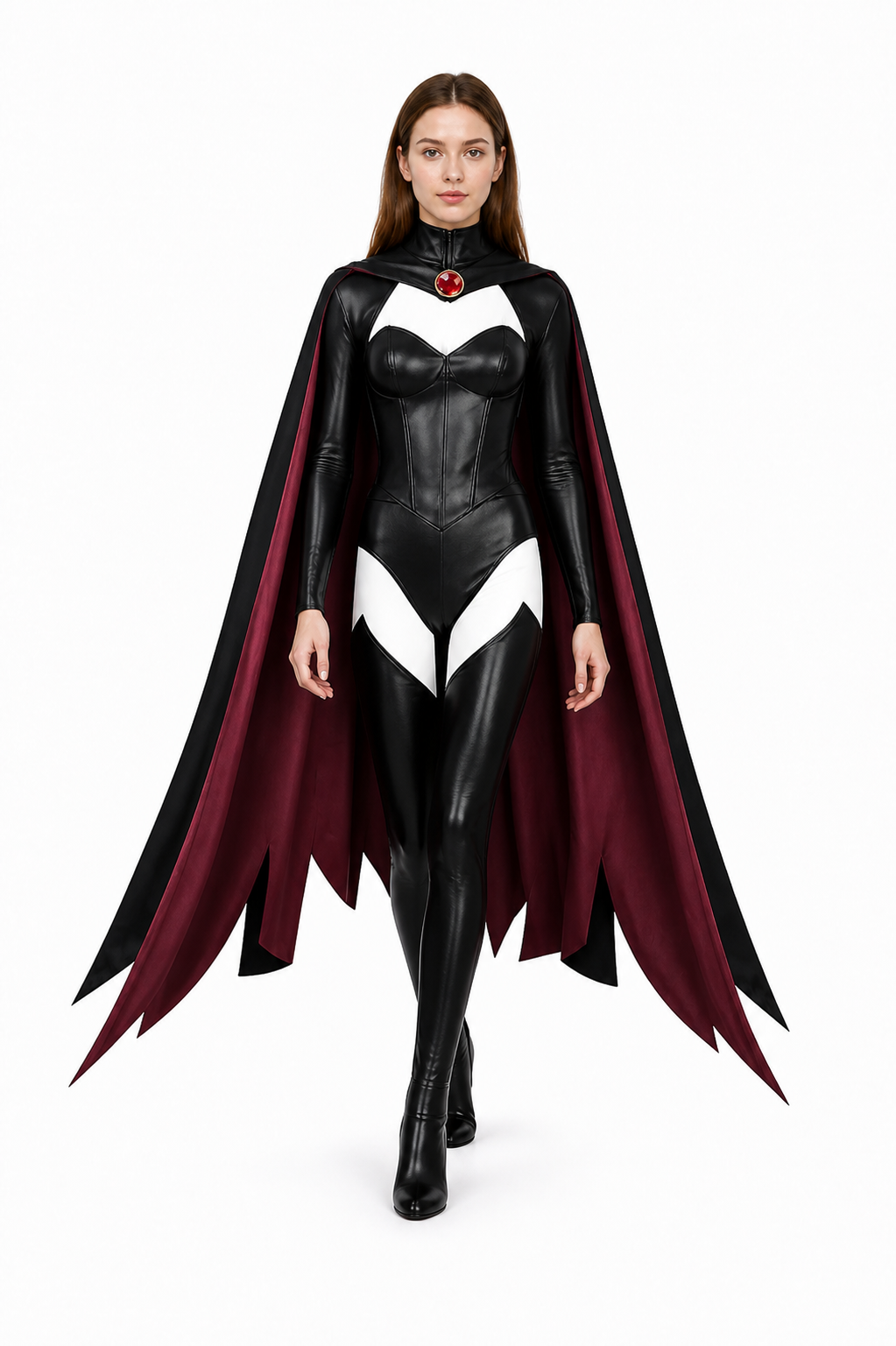 Black Cosplay Jumpsuit with Long Cape Costume Capes detail
