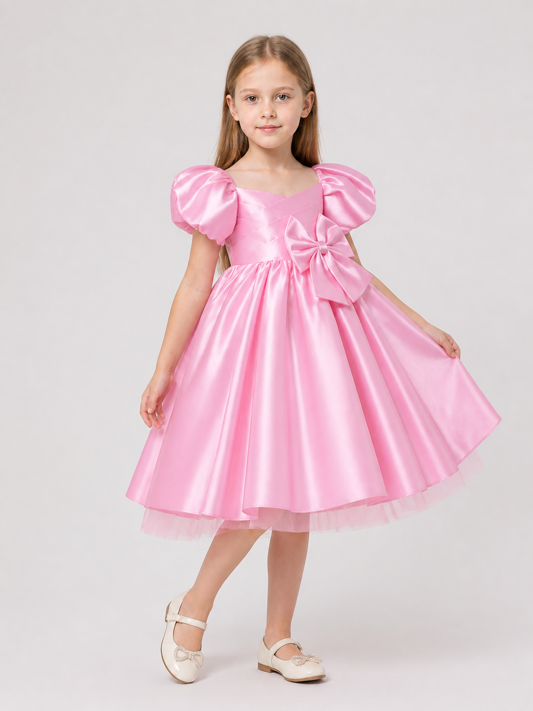 Children’s princess dress with a full skirt and large bow product detail 2