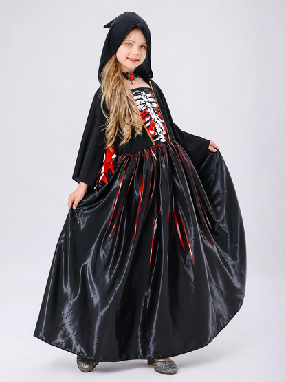 Hooded Cosplay Costume with Striped Skirt