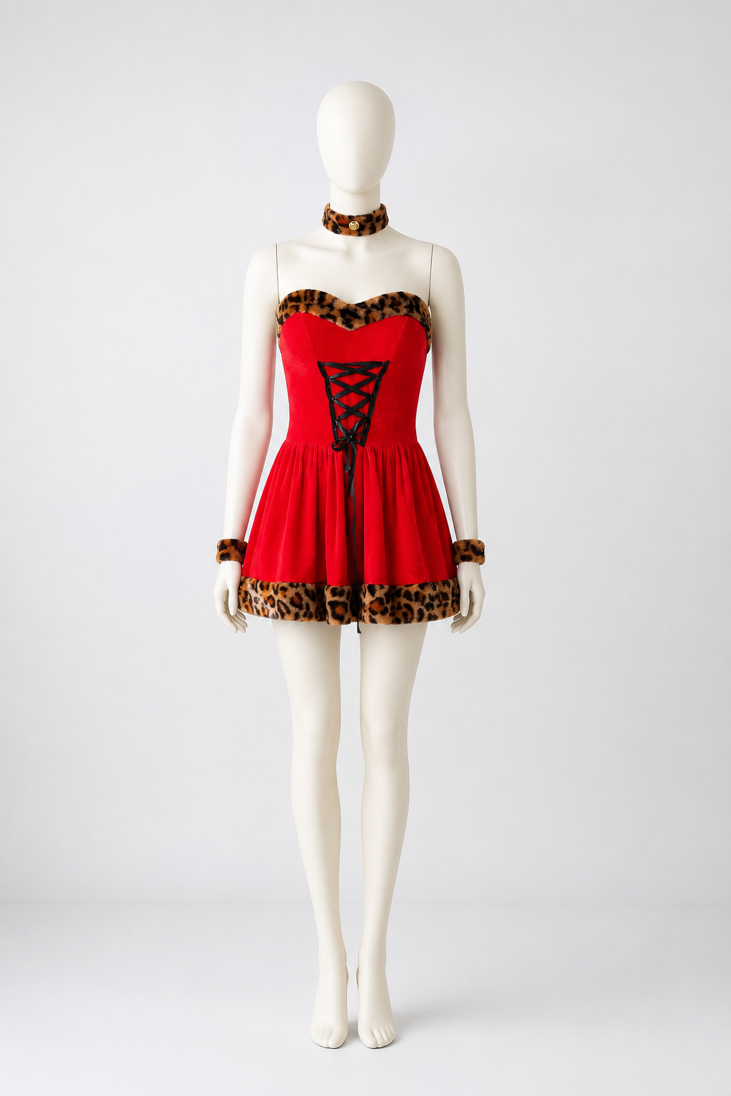 Sleeveless Dress with Leopard Trim Costume Dresses detail 2