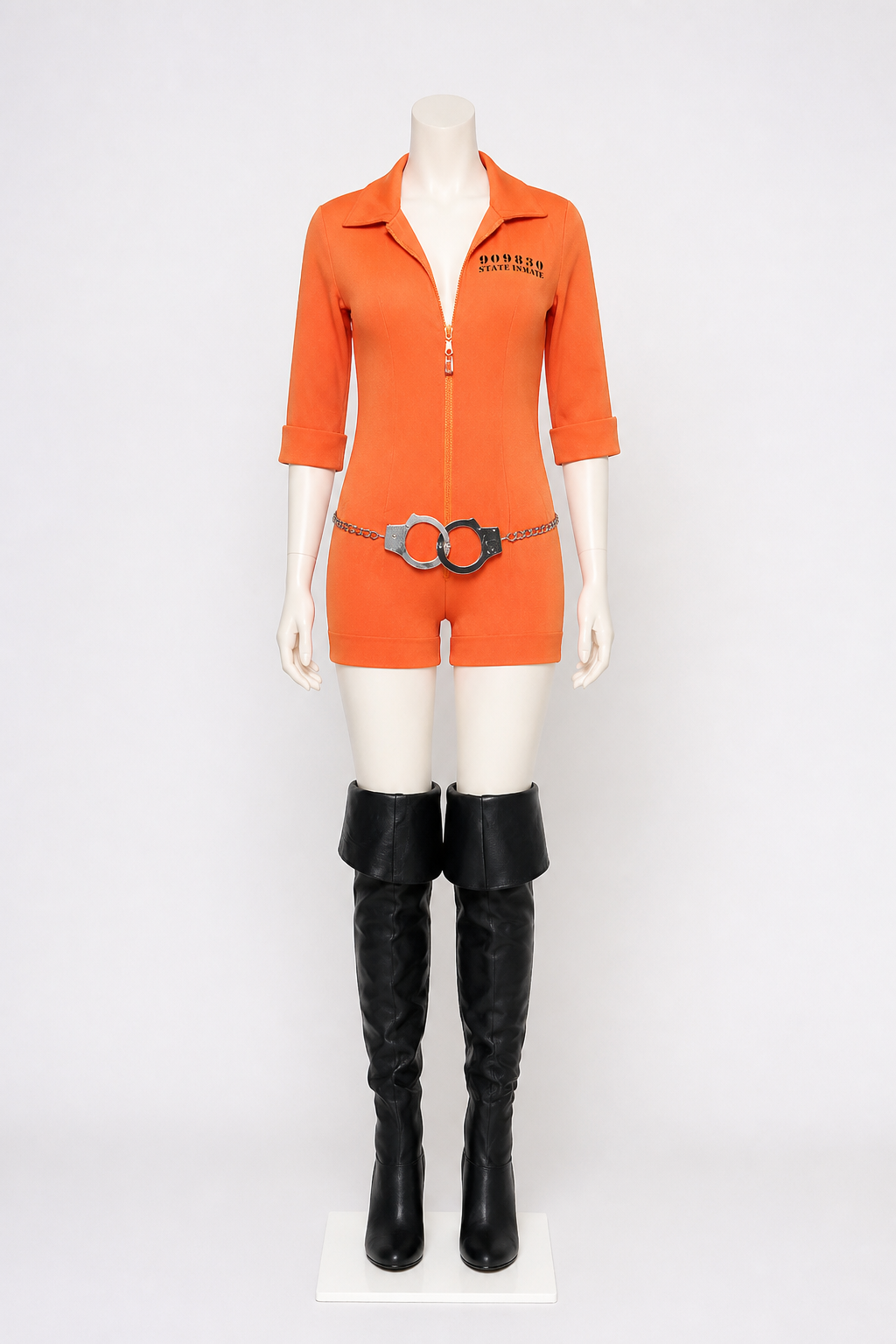 Orange Prison Jumpsuit Costume with Printed Design for Stage Costumes detail 2