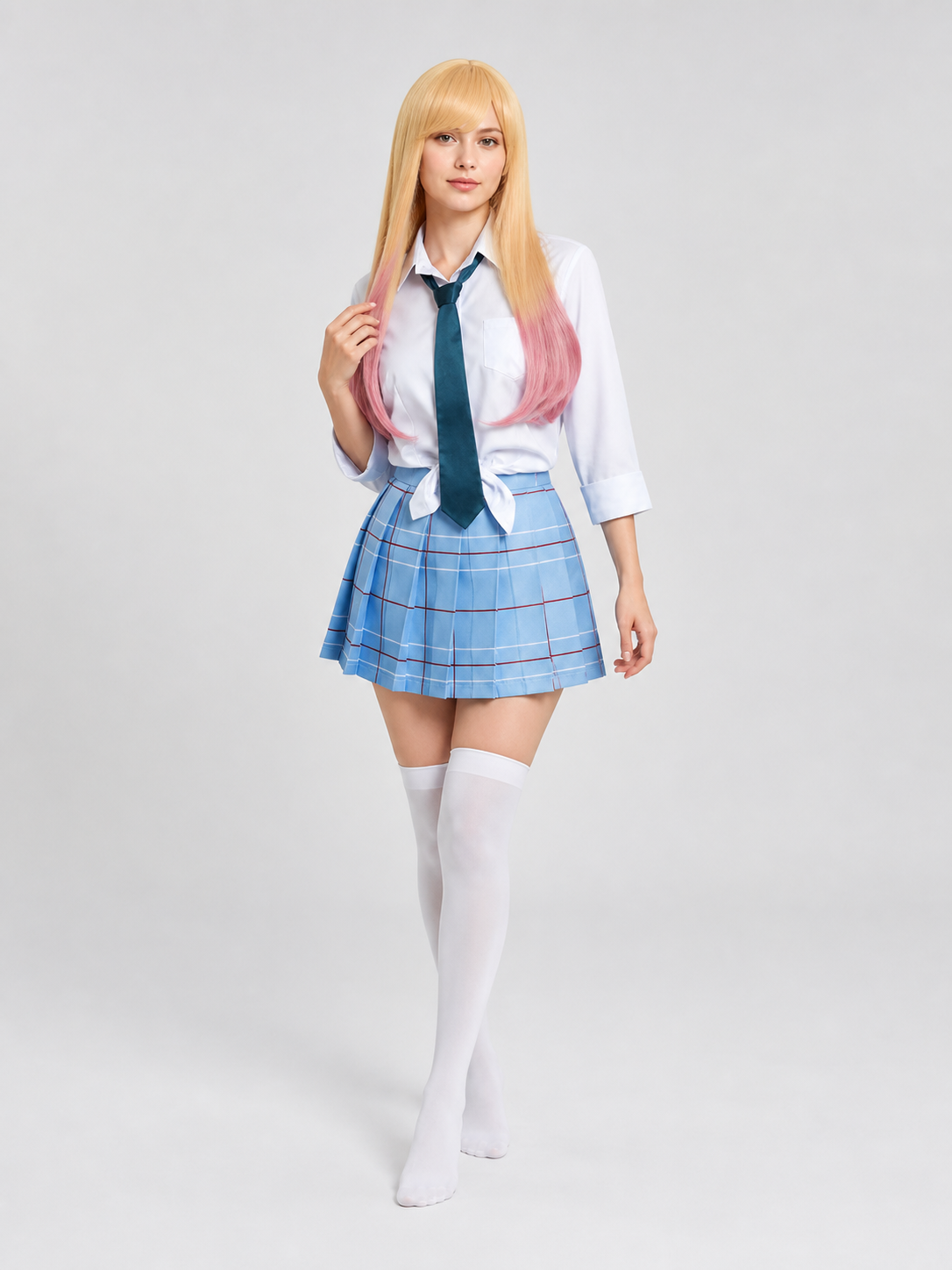 Cosplay School Uniform Set with Wig and Tie Costume Wigs detail 2
