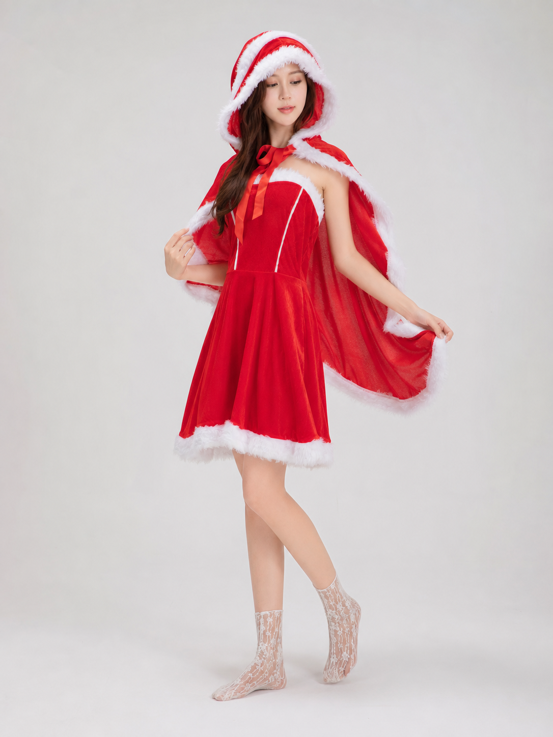 Christmas Costume with Ears and Red Bow
