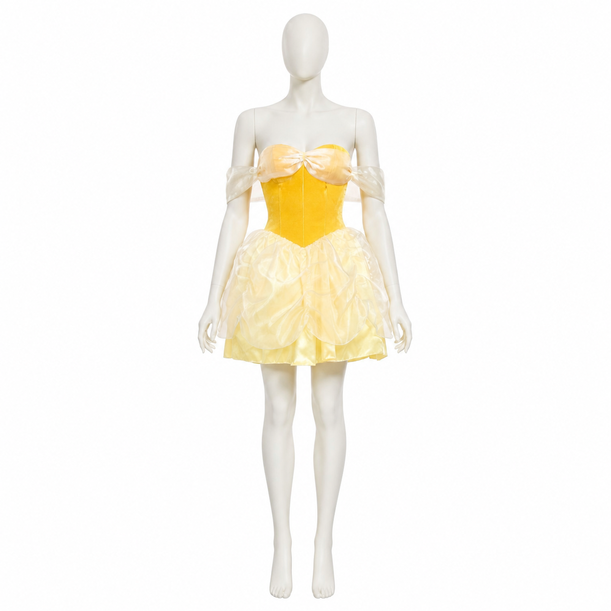 Yellow Princess Dress with Full Skirt and Bow Costume Dresses detail