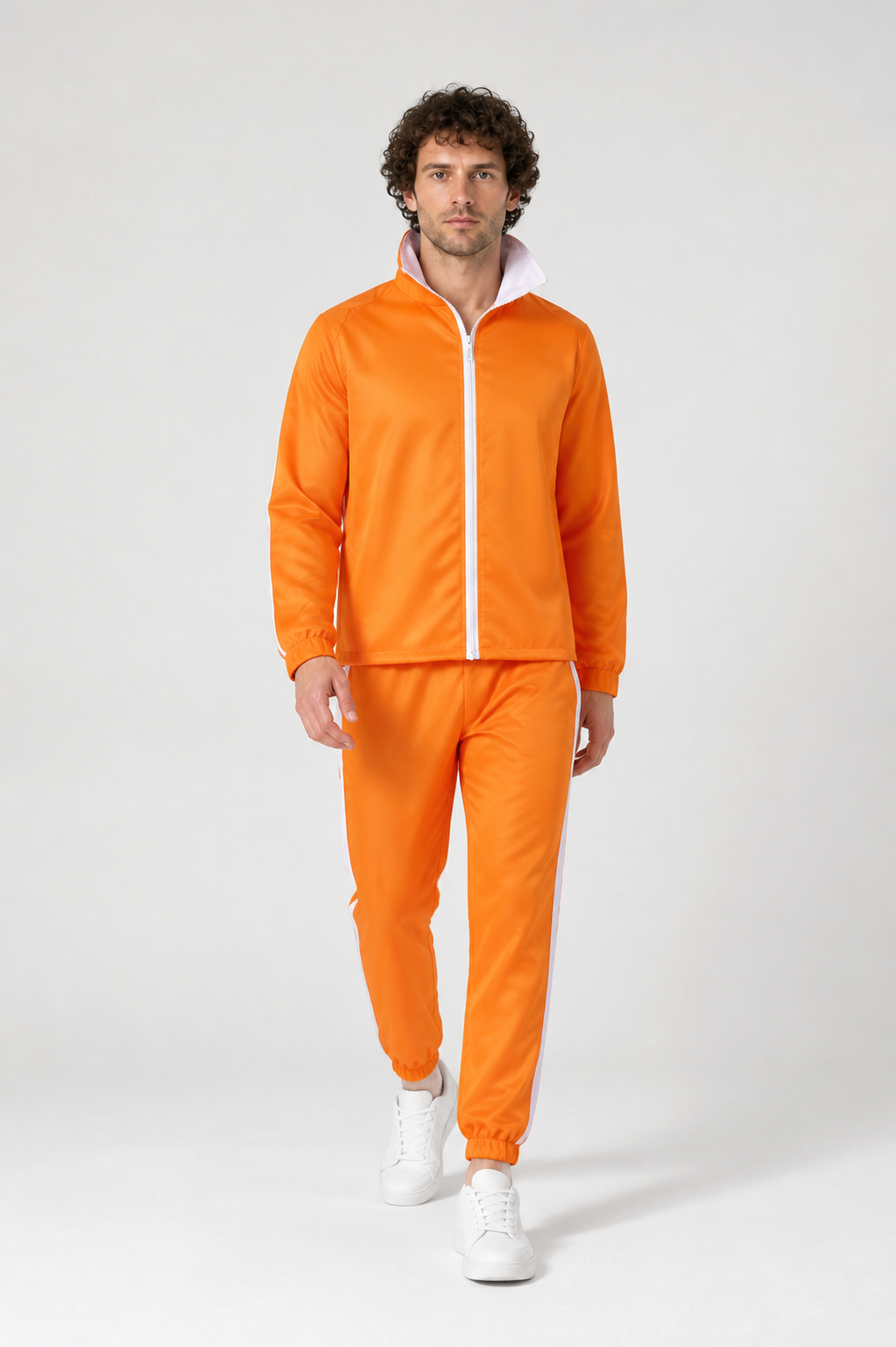 Orange Sports Carnival Costume with White Stripes Costumes detail 2