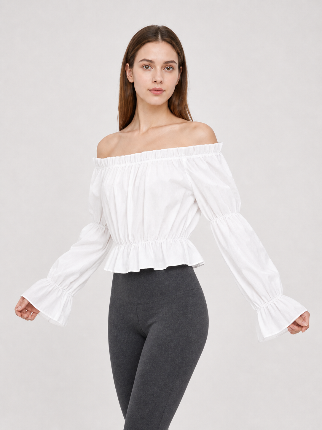 White Cropped Off-the-Shoulder Blouse