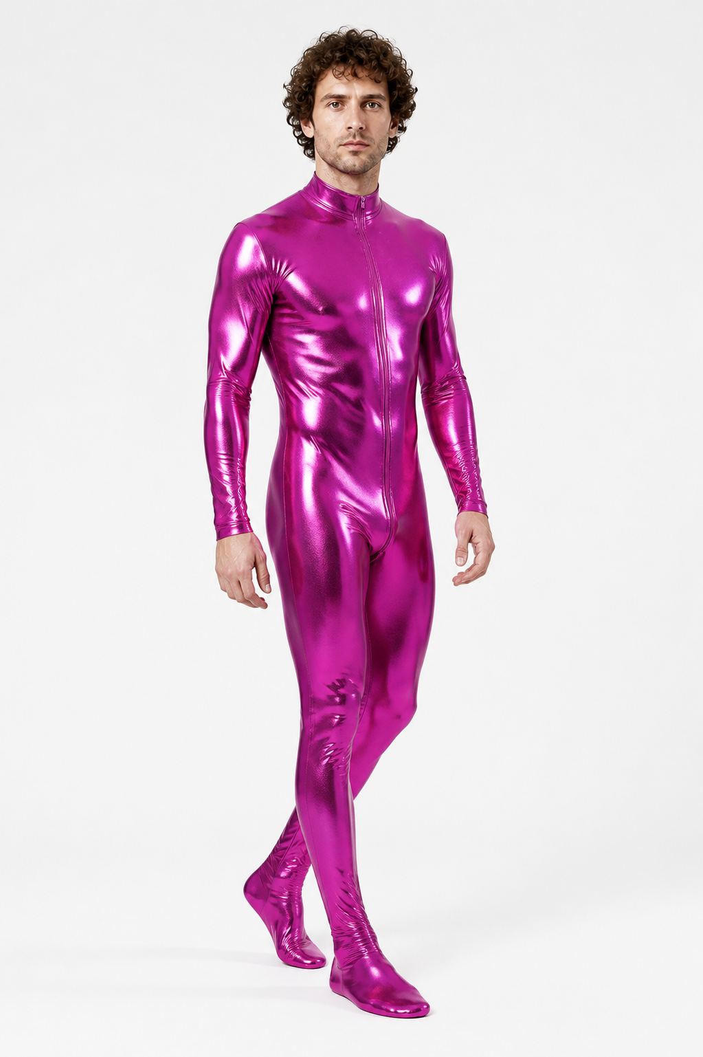 Glossy Fitted Stage Jumpsuit with Zipper product detail 2