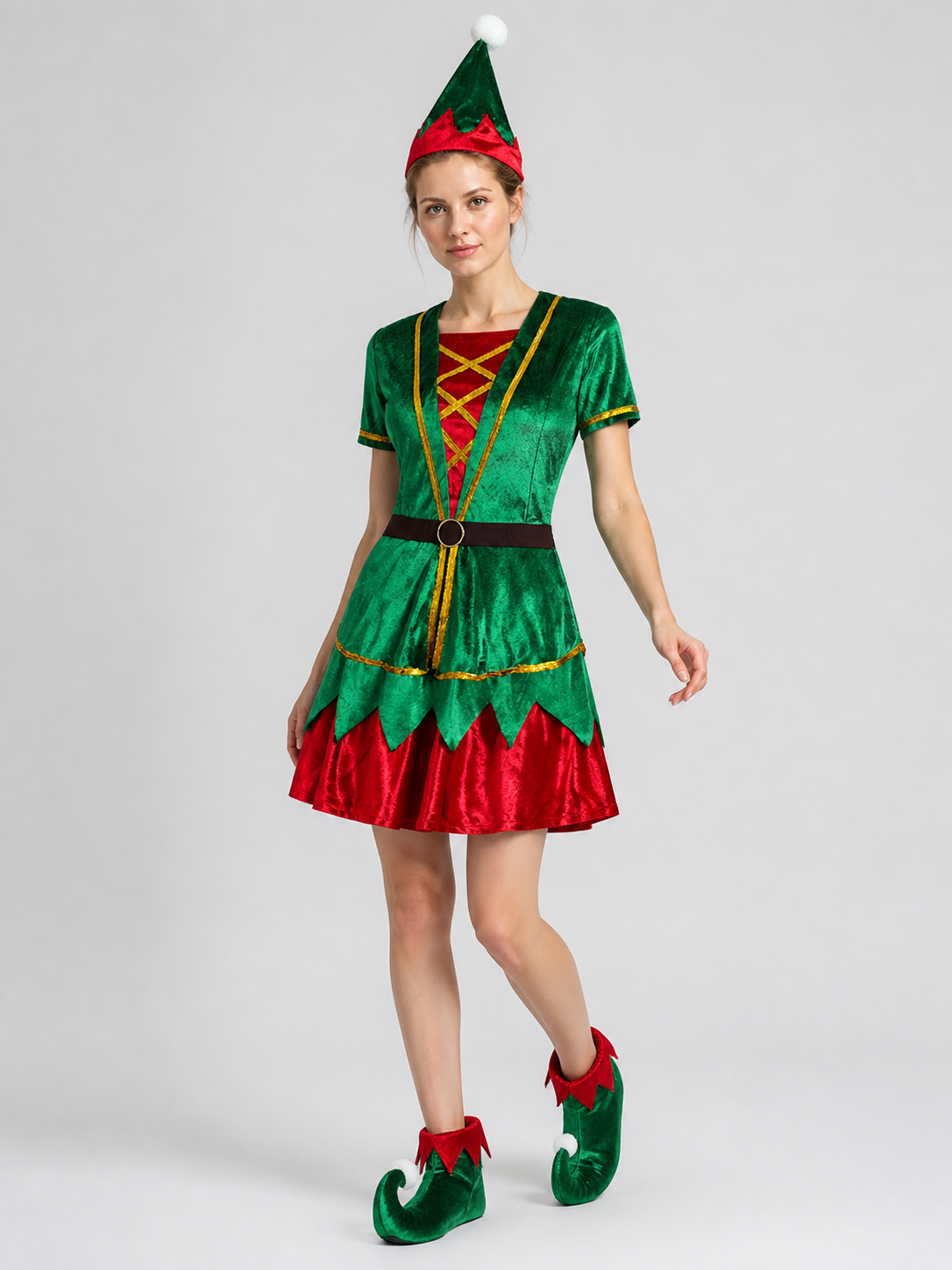 Christmas Elf Costume — Green Dress and Hat product detail 2