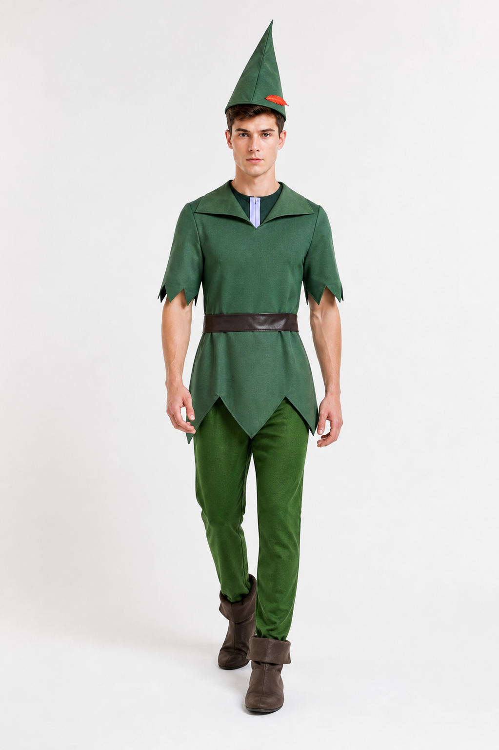 Peter Pan Cosplay Costume with Hat and Belt Costume Headwear detail 2