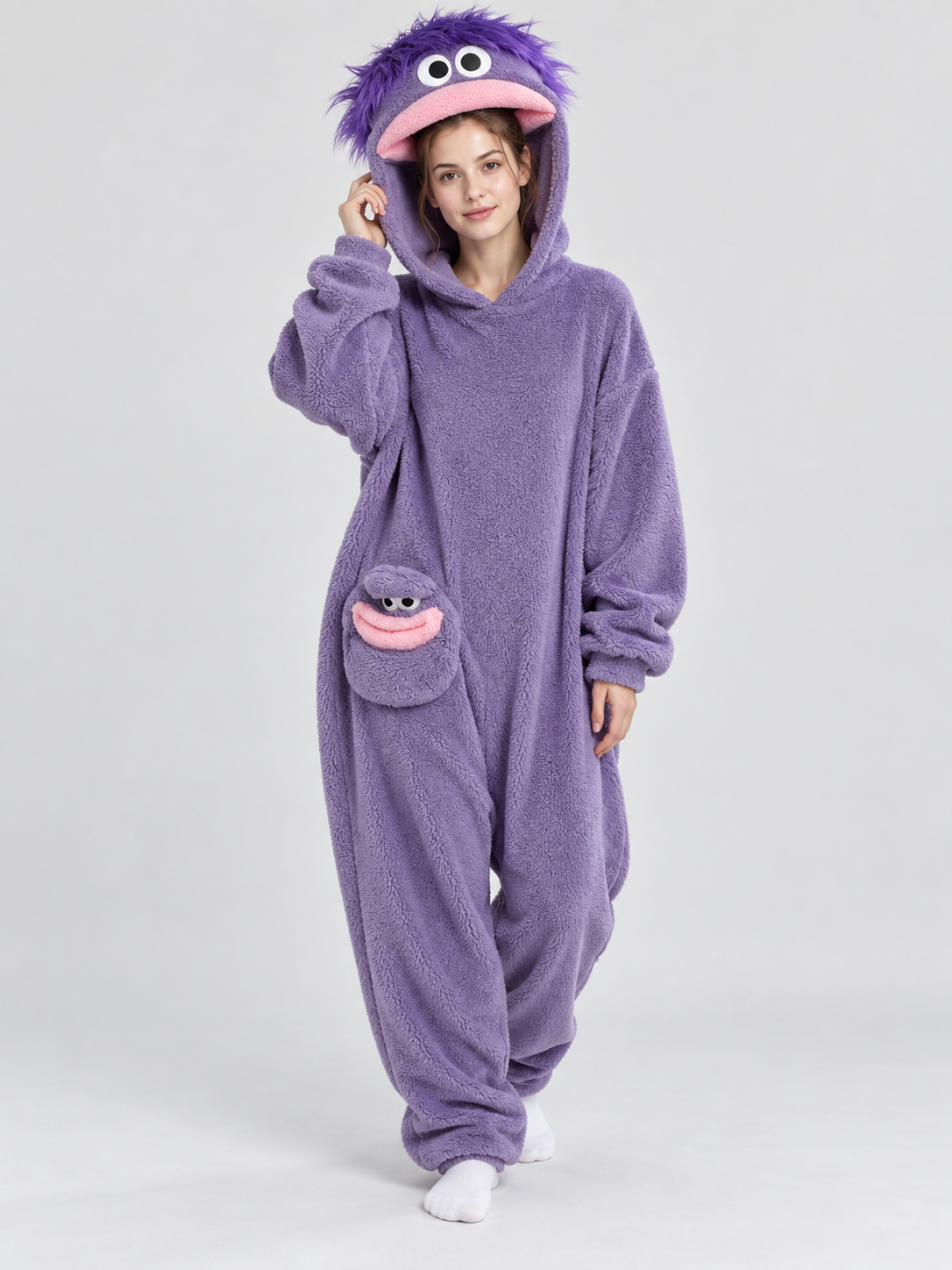 Purple Kigurumi Pajama with 3D Eyes and Mouth