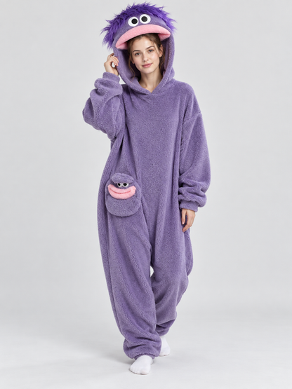 Purple Kigurumi Pajama with 3D Eyes and Mouth