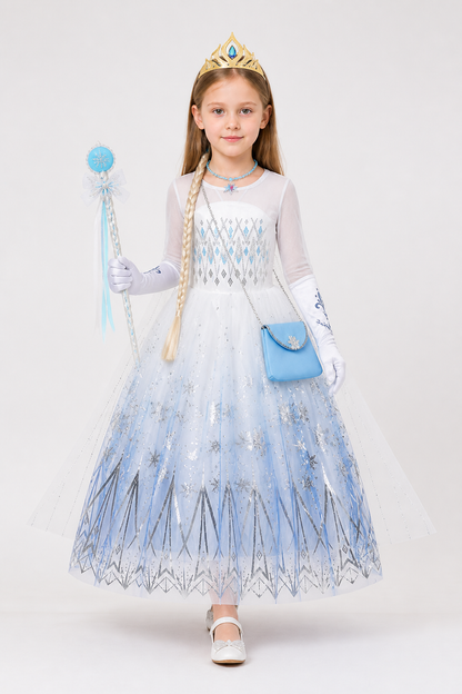 Snow Queen Costume with Dress and Crown Costume Dresses detail 2