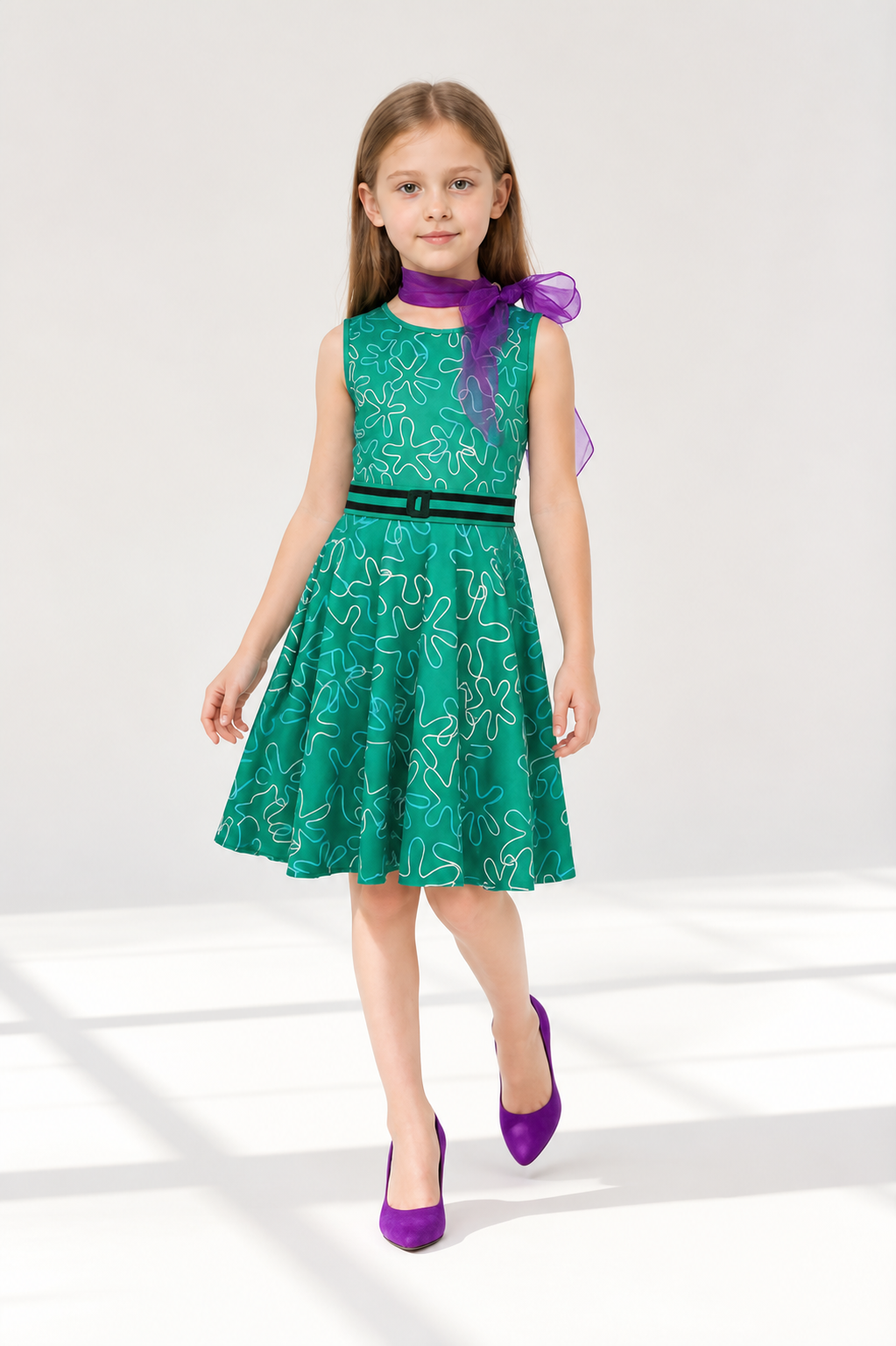 Inside Out 2 Cosplay Costume: Dress with Scarf for Children Costume Dresses detail 2