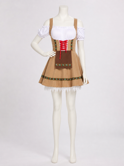 Bavarian cosplay dress with apron and lace