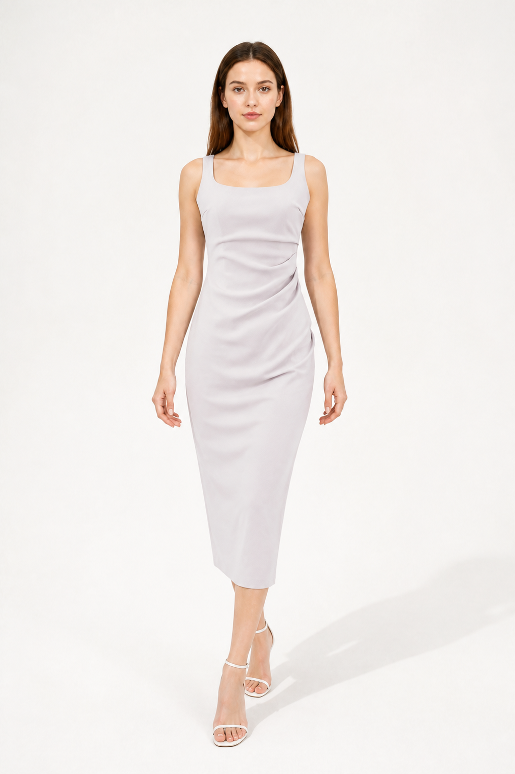 Fitted Sleeveless Pleated Midi Dress Costume Dresses detail 2