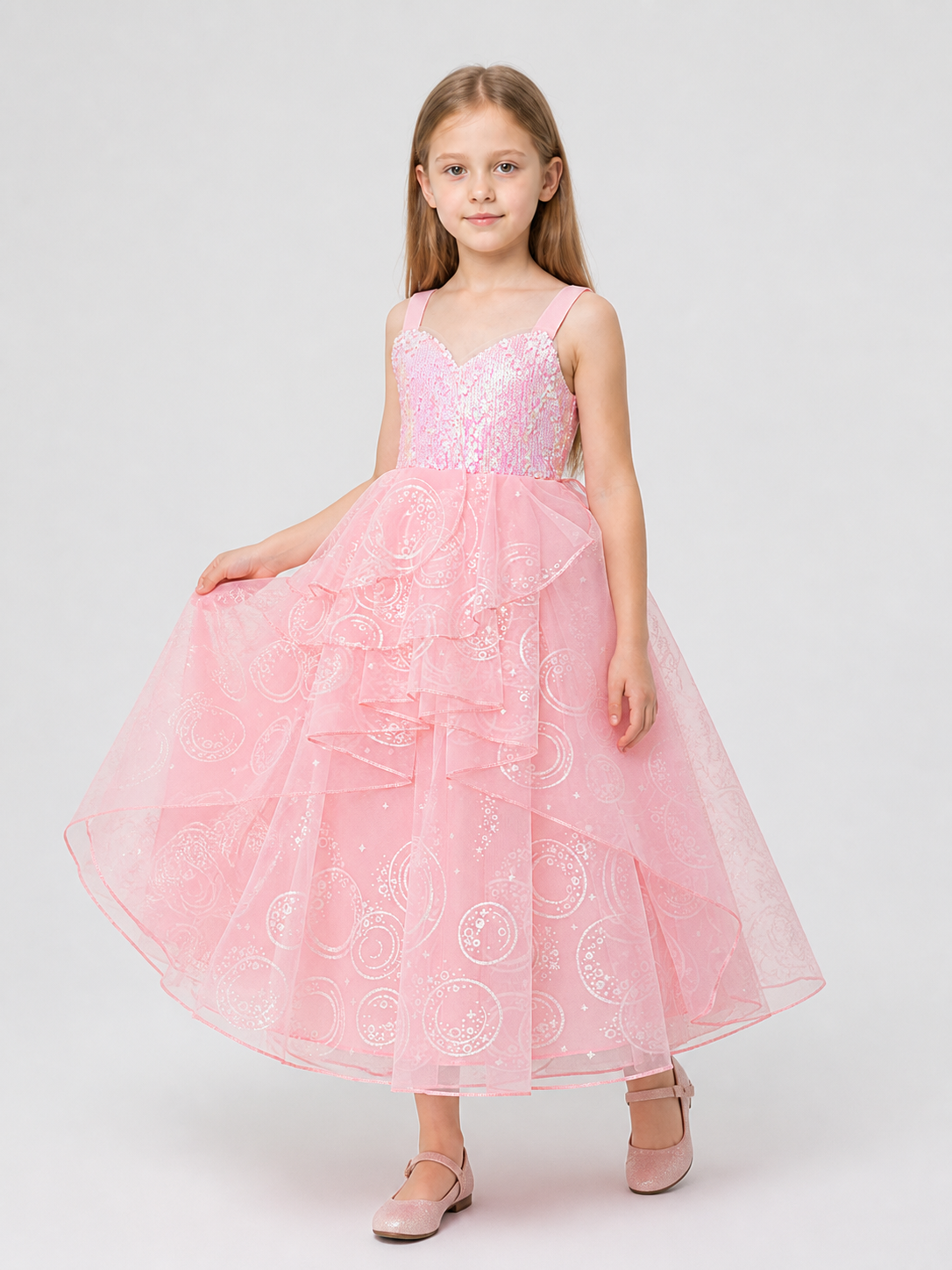 Pink Princess Dress with Sequins and a Full Skirt Costume Dresses detail 2