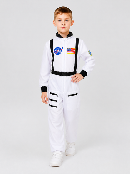 White Children's Astronaut Jumpsuit for Cosplay Costumes detail 2