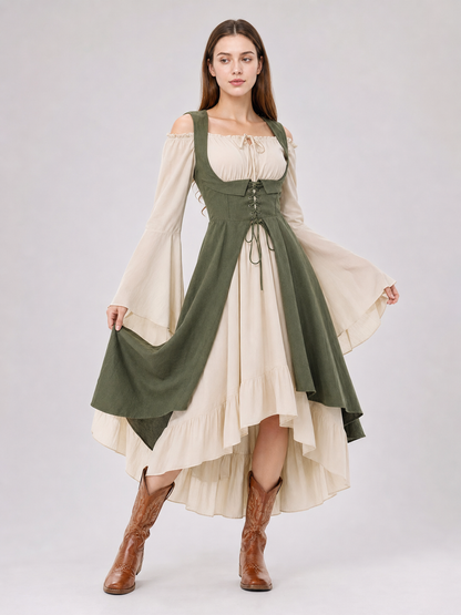 Medieval-Style Lace-Up Pinafore Dress