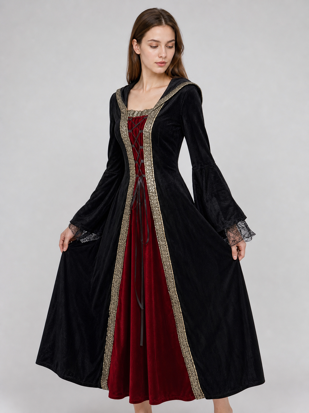 Gothic Hooded Costume Dress for Cosplay