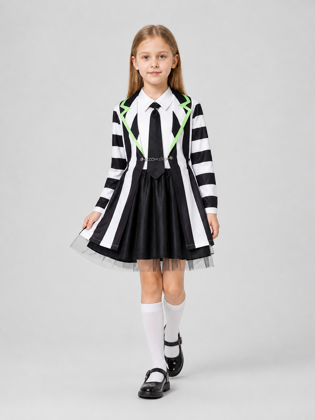 Beetlejuice Cosplay Costume, Striped Dress Set Costume Dresses detail 2