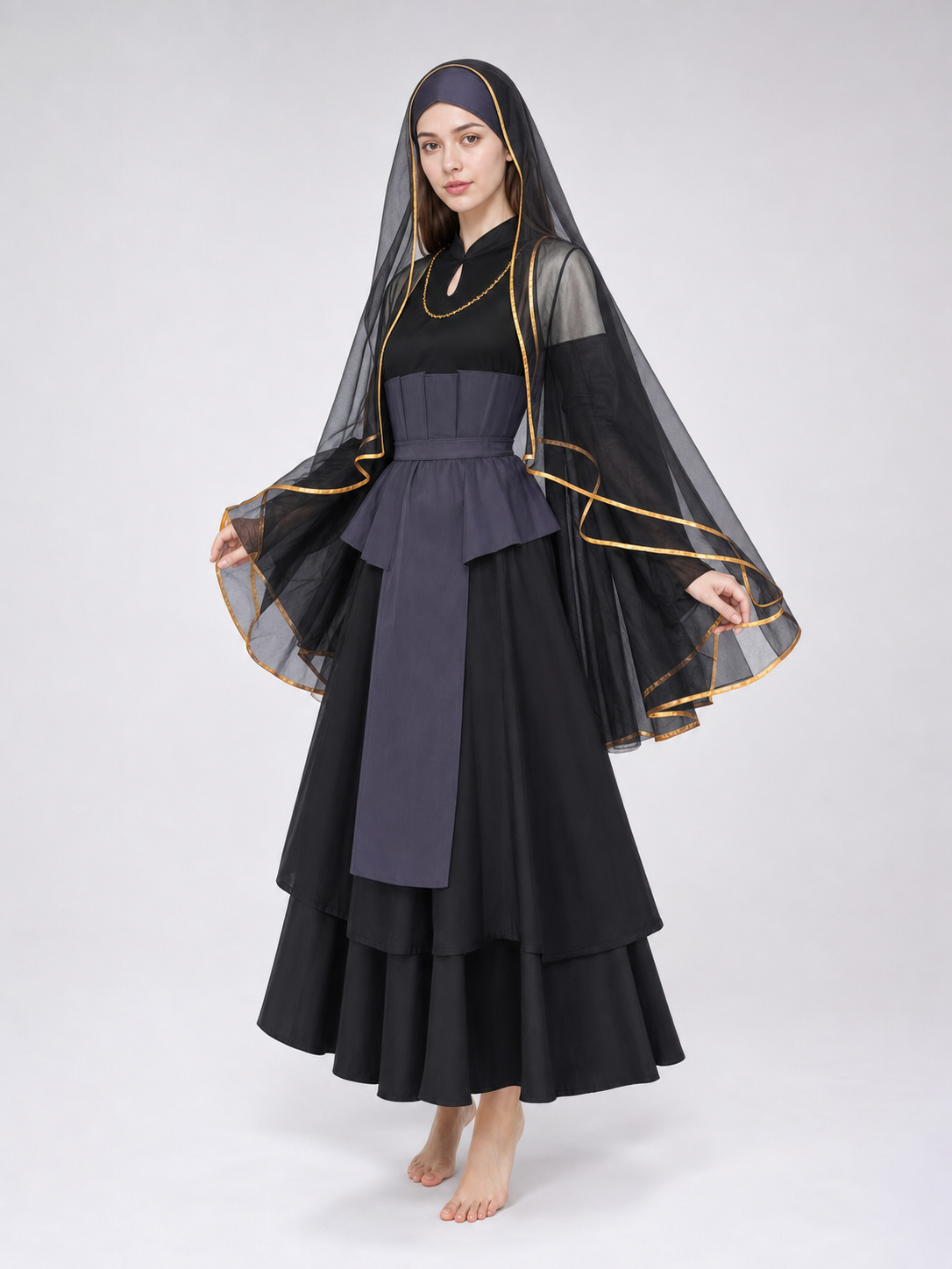 Hinata Cosplay Set with Veil and Layered Skirt