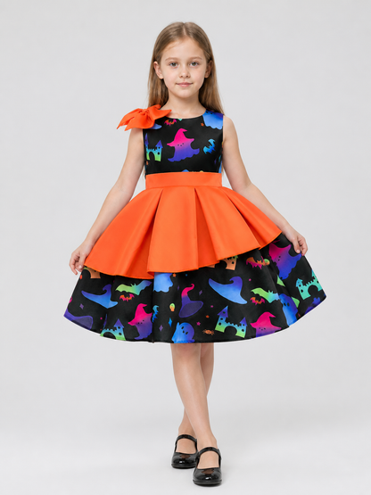 Children's Halloween Print Dress with Full Skirt Costume Dresses detail 2