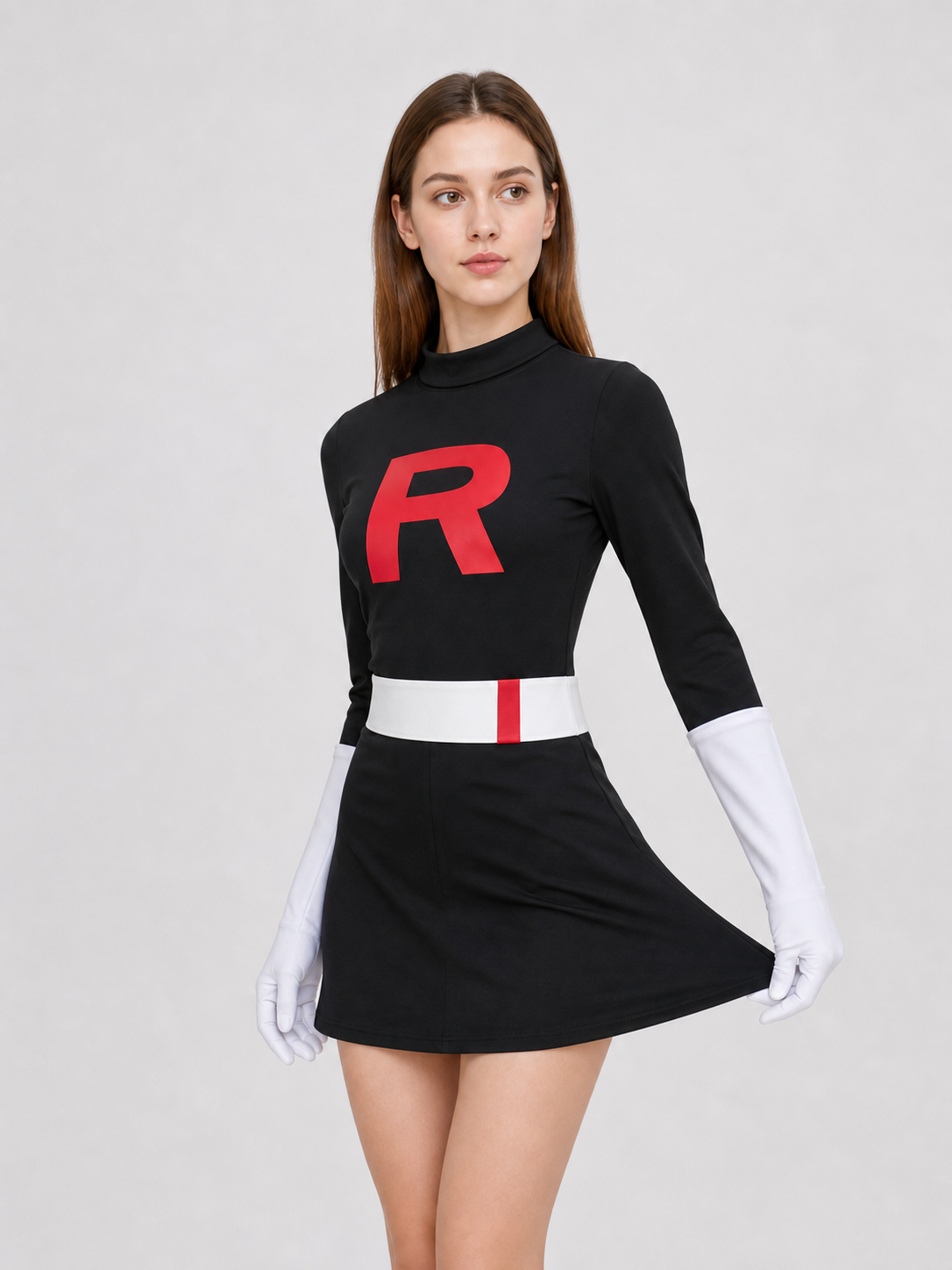 Kojiro Cosplay Dress, Black with Red Letter R