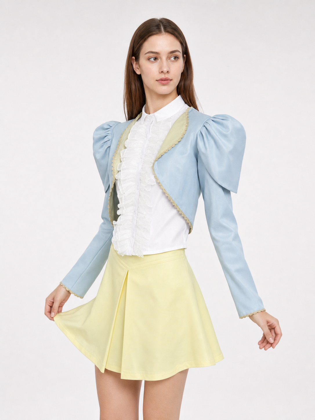 Poor Things Cosplay Costume: Blue Jacket and Jabot